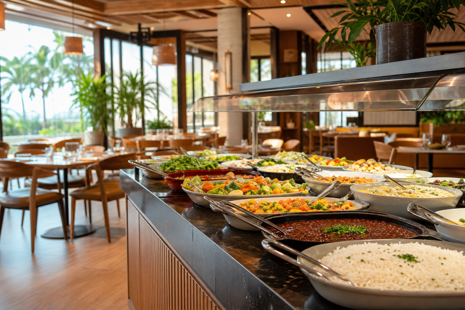 Restaurante self-service brasileiro com comida caseira